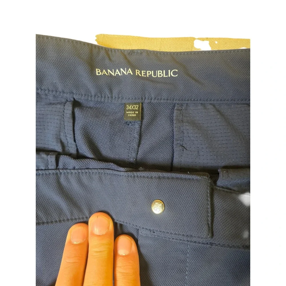 Banana Republic Mens Core Temp Chino Pants Navy Blue Slim Fit 34x32 Dress Slacks